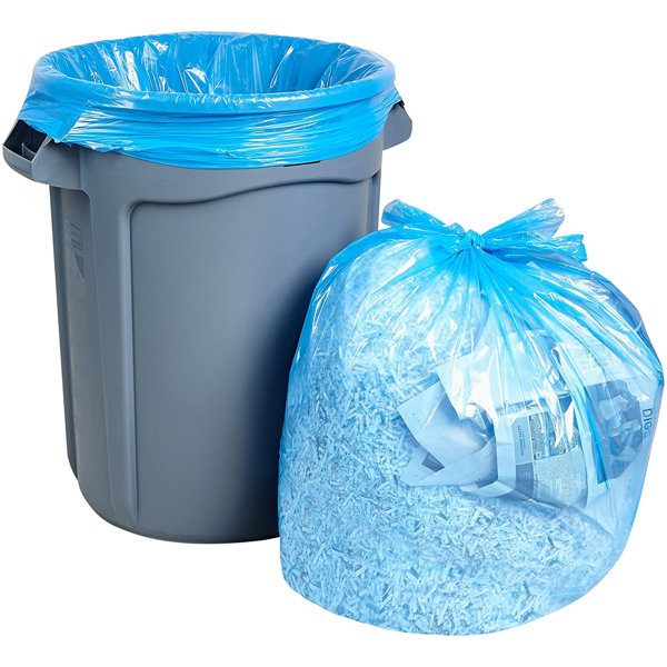 honer Recycling Trash Bags 55 Gallon, (50 Count W/Ties) Large Blue
